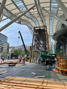 博多駅山笠準備中の様子